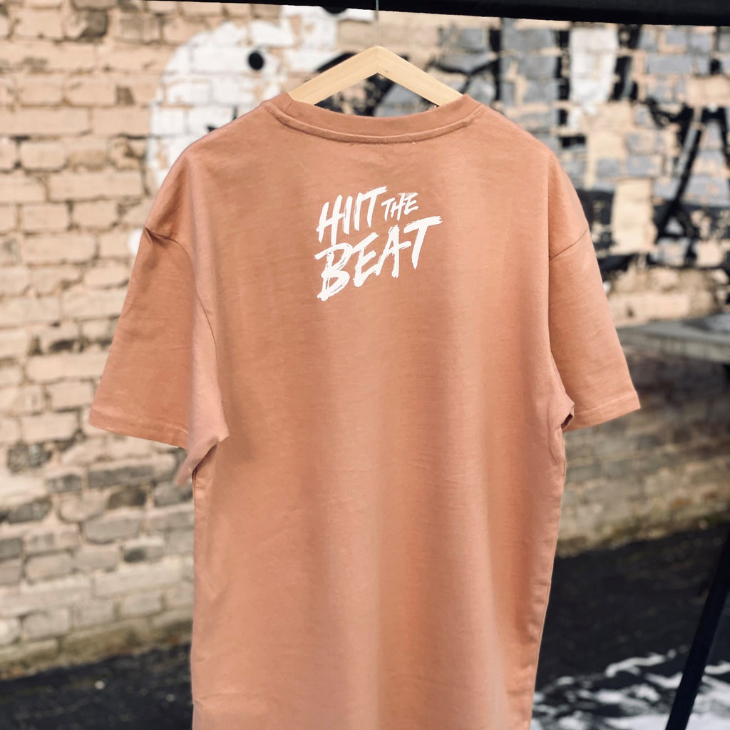 HIIT The Beat Men Oversize Tee 5678 Amber, washed-out print