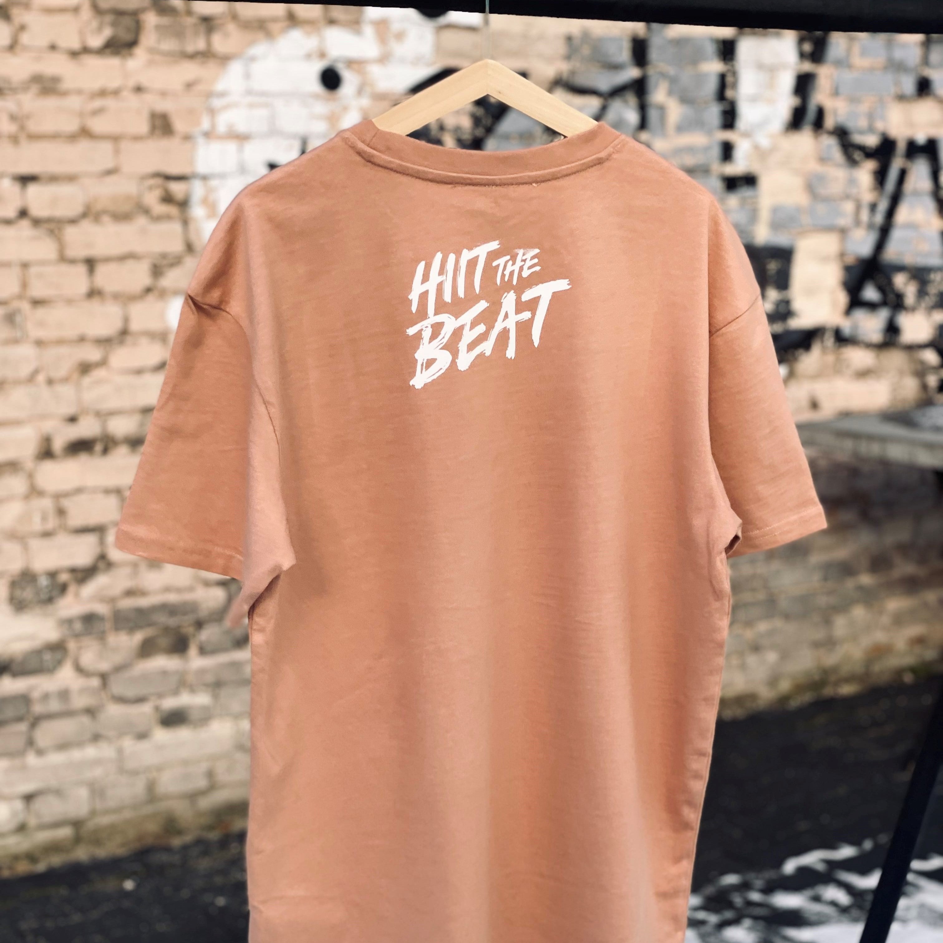 HIIT The Beat Men Oversize Tee 5678 Amber, washed-out print