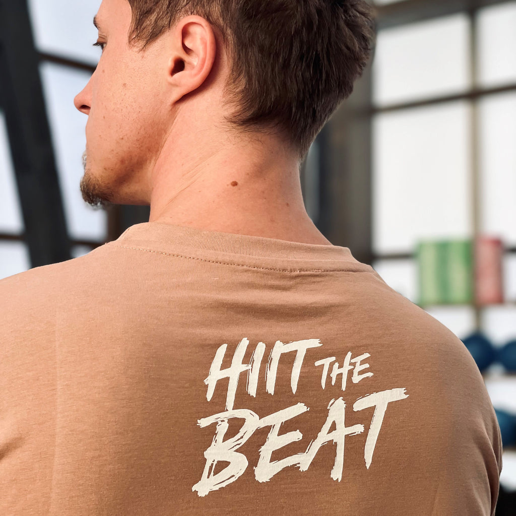 HIIT The Beat Men Oversize Tee 5678 Amber, washed-out print