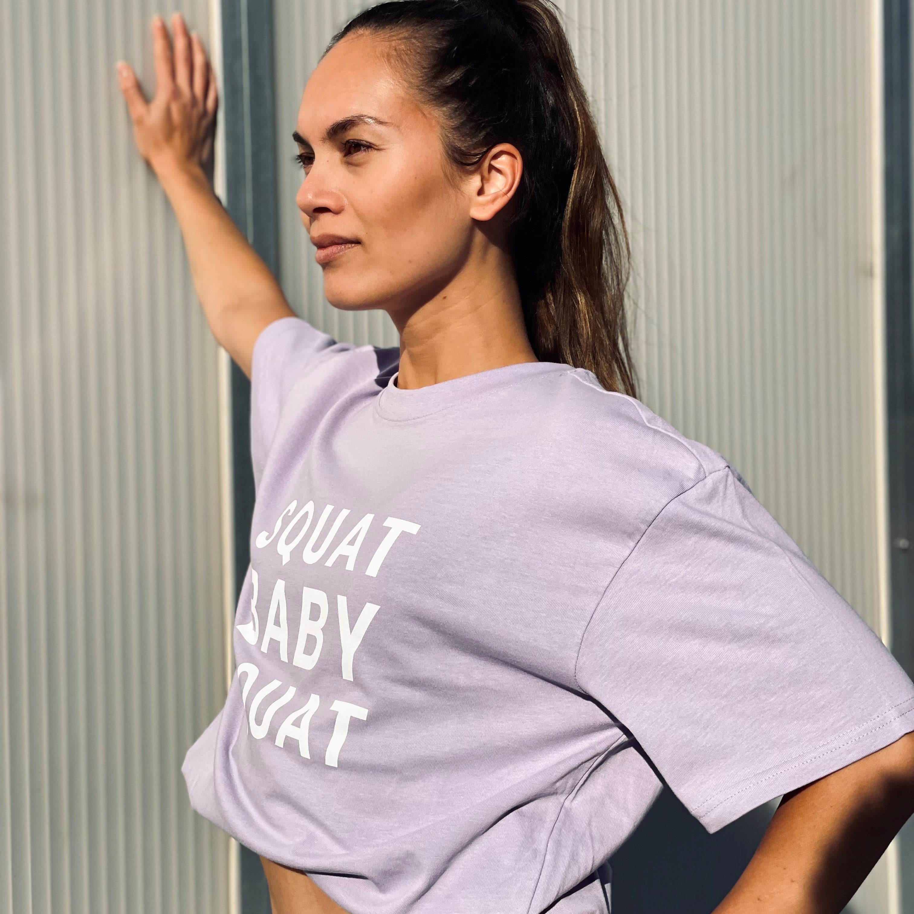 HIIT The Beat Men Oversize Tee Squat Baby Lila, washed-out print