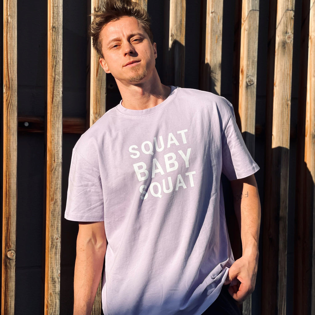 HIIT The Beat Men Oversize Tee Squat Baby Lila, washed-out print